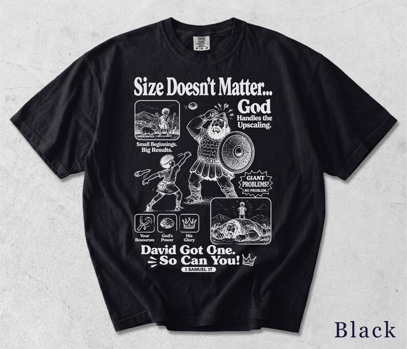 David and Goliath Shirt | Funny Faith Tee | Retro Bible Graphic | Christian Gift 5LTZED image 8
