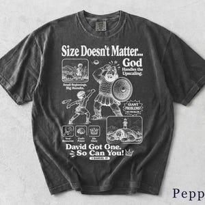 David and Goliath Shirt | Funny Faith Tee | Retro Bible Graphic | Christian Gift 5LTZED image 7