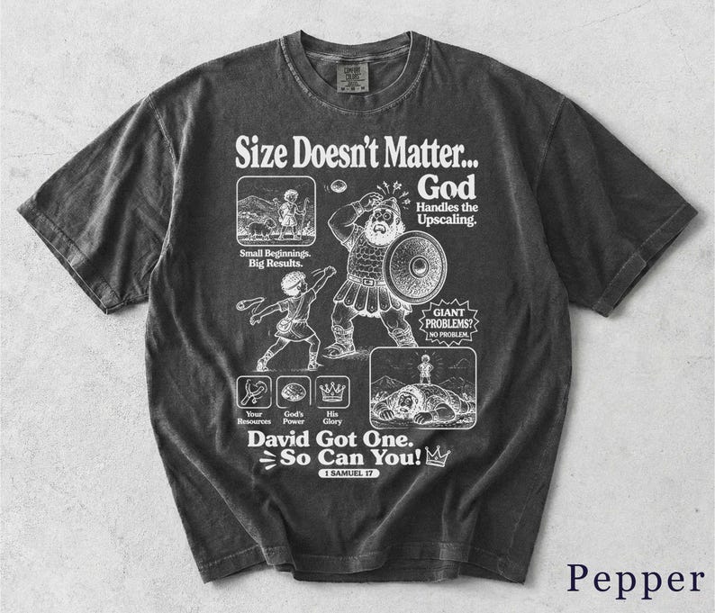 David and Goliath Shirt | Funny Faith Tee | Retro Bible Graphic | Christian Gift 5LTZED image 7