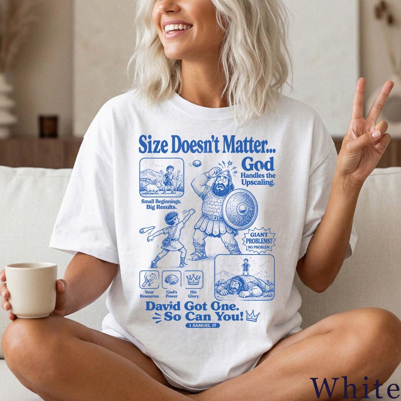 David and Goliath Shirt | Funny Faith Tee | Retro Bible Graphic | Christian Gift 5LTZED image 5