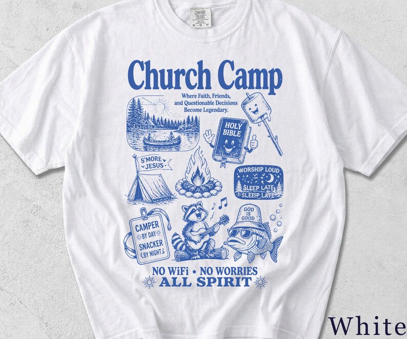 Church Camp Shirt | Retro Funny Faith Tee | Christian Summer Camp Gift 5ARQXL image 3