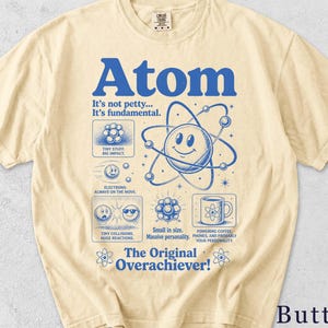 Camiseta Atom | Camiseta retro científica divertida | Regalo para nerds de la física | Camiseta gráfica unisex 73MW6Z imagen 4
