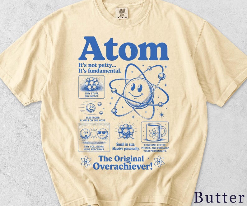Camiseta Atom | Camiseta retro científica divertida | Regalo para nerds de la física | Camiseta gráfica unisex 73MW6Z imagen 4
