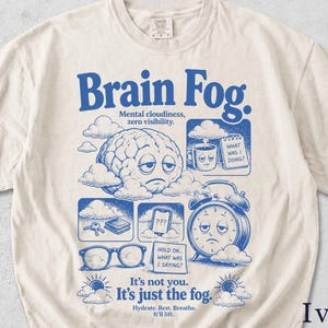 Brain Fog Shirt | Funny Retro Wellness Tee | Unisex Graphic T-Shirt | Gift for Her 309BKX image 1