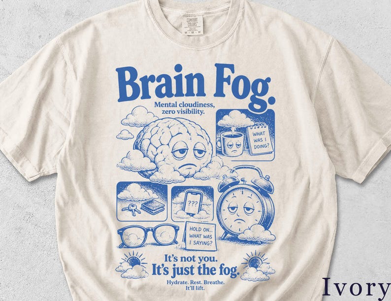 Brain Fog Shirt | Funny Retro Wellness Tee | Unisex Graphic T-Shirt | Gift for Her 309BKX image 1