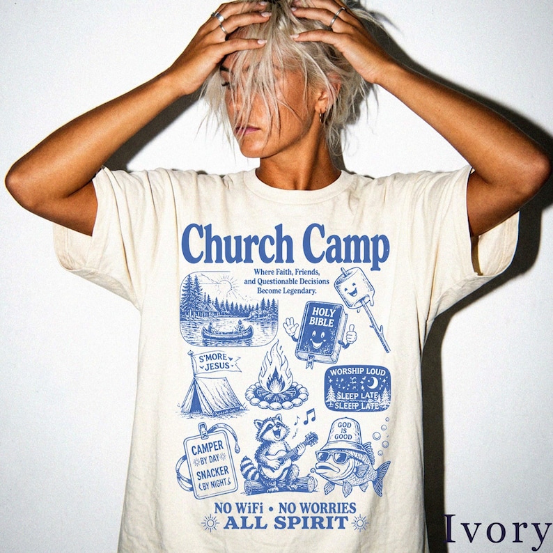 Church Camp Shirt | Retro Funny Faith Tee | Christian Summer Camp Gift 5ARQXL image 6