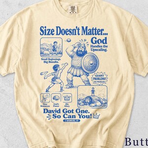 David and Goliath Shirt | Funny Faith Tee | Retro Bible Graphic | Christian Gift 5LTZED image 4