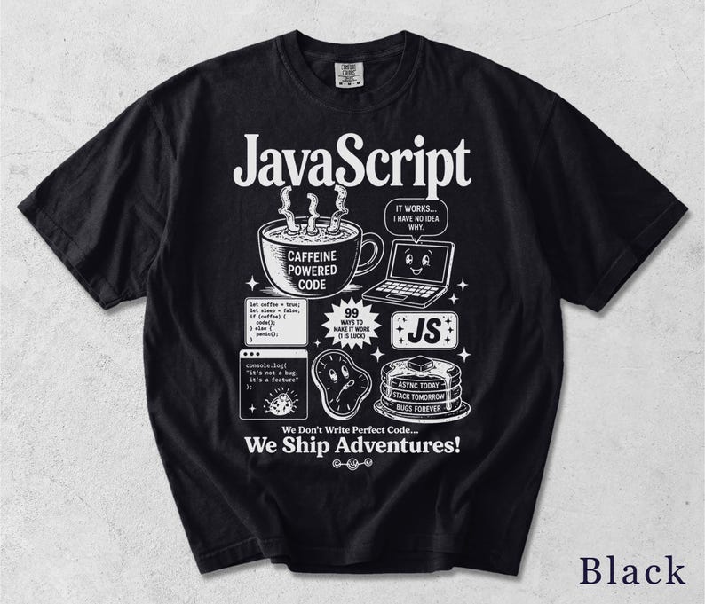 Funny JavaScript Shirt | Retro Coding Graphic Tee | Programmer Gift, Developer Humor Unisex T-Shirt 4QXJL8 Bild 8