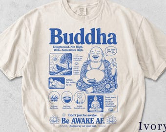 Buddha Shirt | Retro Zen Graphic Tee | Funny Spiritual Gift | Meditation Unisex Shirt OB9QG8