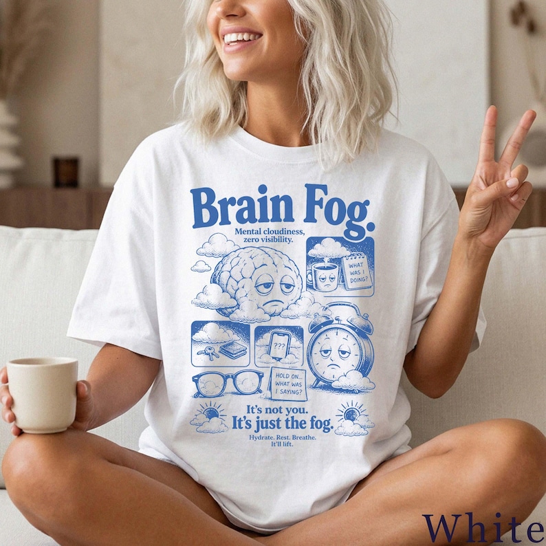 Brain Fog Shirt | Funny Retro Wellness Tee | Unisex Graphic T-Shirt | Gift for Her 309BKX image 5