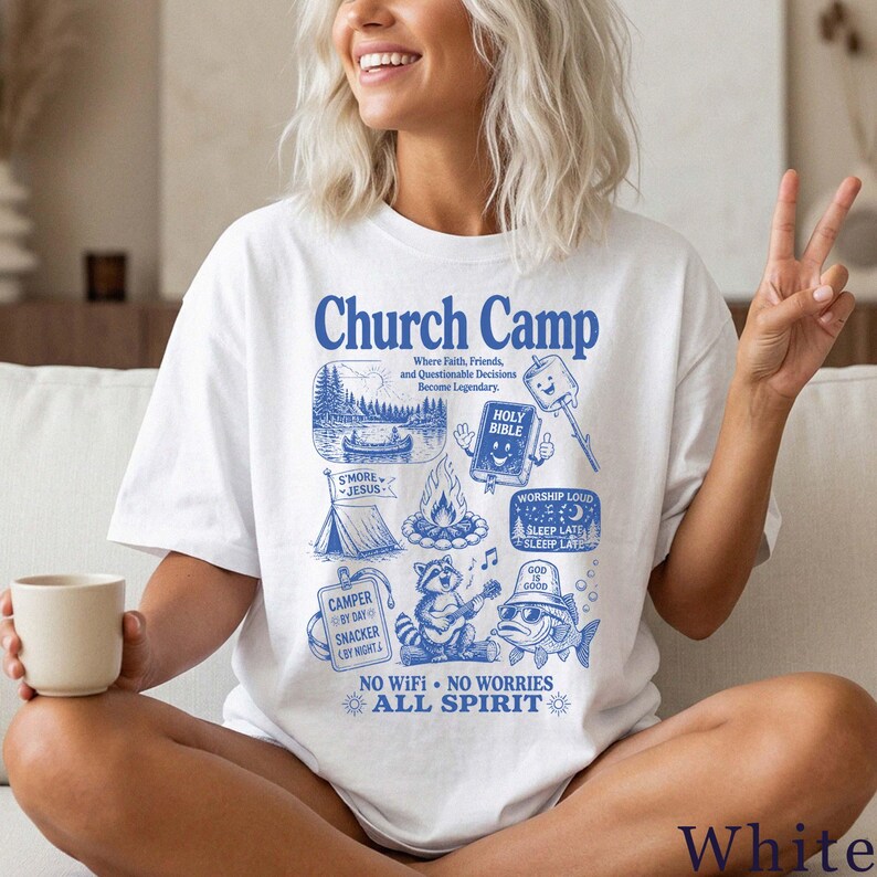 Church Camp Shirt | Retro Funny Faith Tee | Christian Summer Camp Gift 5ARQXL image 5