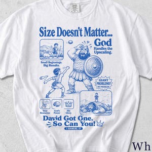 David and Goliath Shirt | Funny Faith Tee | Retro Bible Graphic | Christian Gift 5LTZED image 3