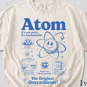 Camiseta Atom | Camiseta retro científica divertida | Regalo para nerds de la física | Camiseta gráfica unisex 73MW6Z imagen 1