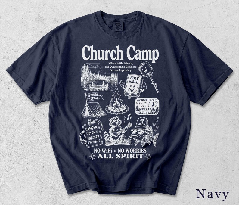 Church Camp Shirt | Retro Funny Faith Tee | Christian Summer Camp Gift 5ARQXL image 9