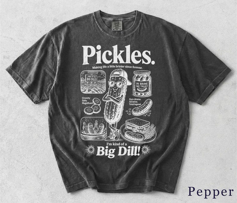 Funny Pickle Shirt, Retro Pickles Graphic Tee, Food Lover Gift, Unisex T-Shirt BFCN4V image 7