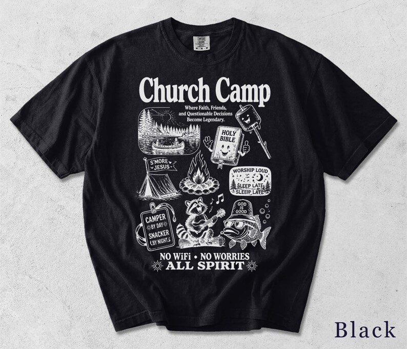 Church Camp Shirt | Retro Funny Faith Tee | Christian Summer Camp Gift 5ARQXL image 8