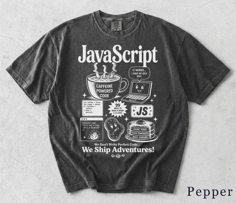 Funny JavaScript Shirt | Retro Coding Graphic Tee | Programmer Gift, Developer Humor Unisex T-Shirt 4QXJL8 Bild 7