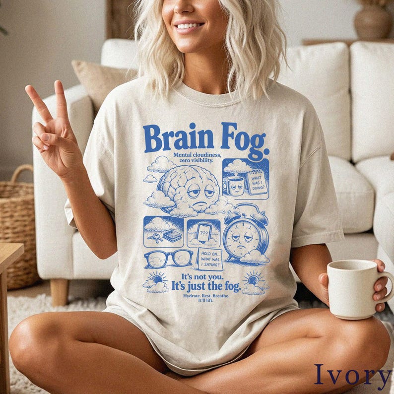 Brain Fog Shirt | Funny Retro Wellness Tee | Unisex Graphic T-Shirt | Gift for Her 309BKX image 2