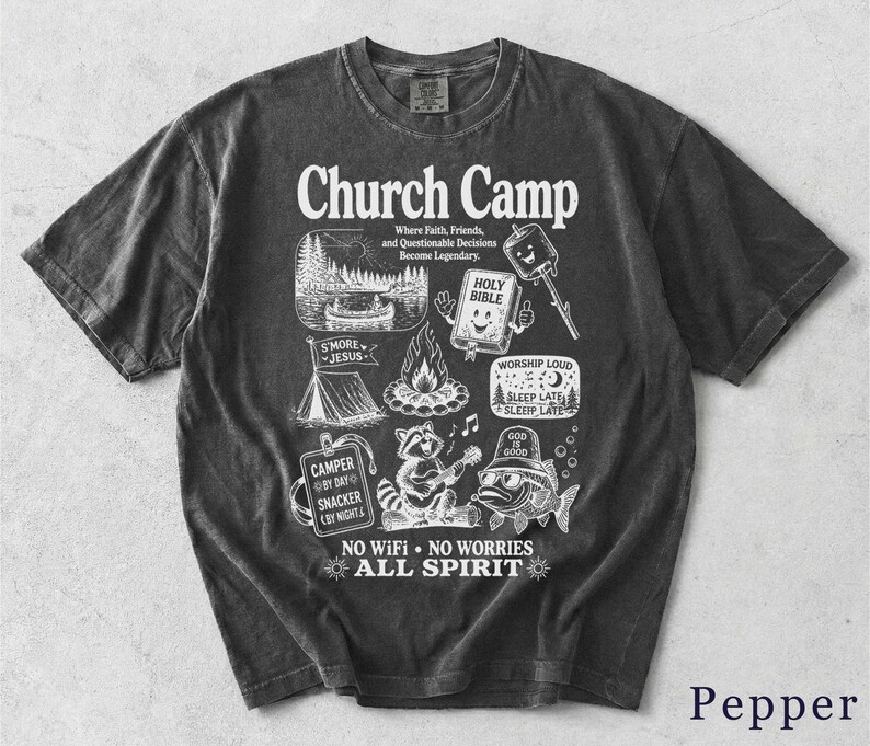 Church Camp Shirt | Retro Funny Faith Tee | Christian Summer Camp Gift 5ARQXL image 7