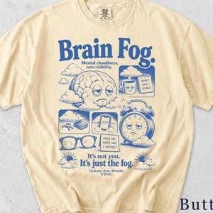 Brain Fog Shirt | Funny Retro Wellness Tee | Unisex Graphic T-Shirt | Gift for Her 309BKX image 4