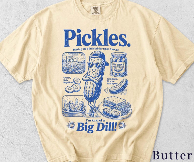 Funny Pickle Shirt, Retro Pickles Graphic Tee, Food Lover Gift, Unisex T-Shirt BFCN4V image 4
