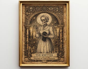 Tarot Poster Canvas: The Knitter - Victorian Gothic Dark Academia Art Print