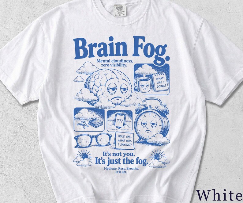 Brain Fog Shirt | Funny Retro Wellness Tee | Unisex Graphic T-Shirt | Gift for Her 309BKX image 3