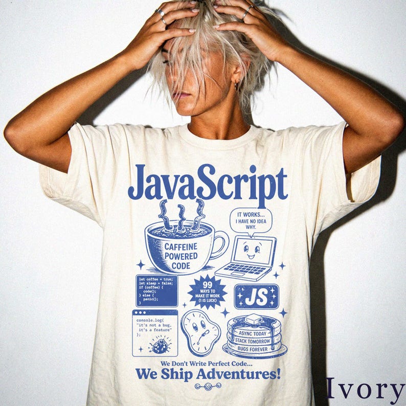 Funny JavaScript Shirt | Retro Coding Graphic Tee | Programmer Gift, Developer Humor Unisex T-Shirt 4QXJL8 Bild 6