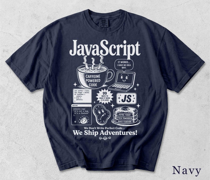Funny JavaScript Shirt | Retro Coding Graphic Tee | Programmer Gift, Developer Humor Unisex T-Shirt 4QXJL8 Bild 9