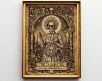 Poster Tarot Canvas: The Crocheter, Victorian Gothic Dark Academia Art