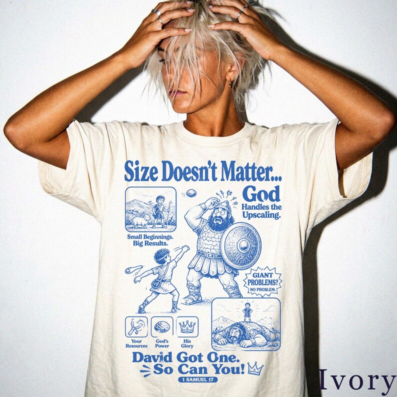 David and Goliath Shirt | Funny Faith Tee | Retro Bible Graphic | Christian Gift 5LTZED image 6