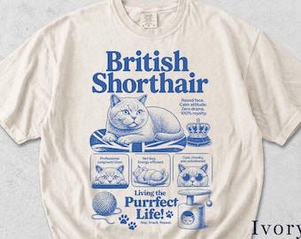 British Shorthair Shirt | Funny Retro Cat Tee | Cat Mom Dad Gift | Unisex Graphic Tee WKOKWA
