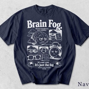 Brain Fog Shirt | Funny Retro Wellness Tee | Unisex Graphic T-Shirt | Gift for Her 309BKX image 9
