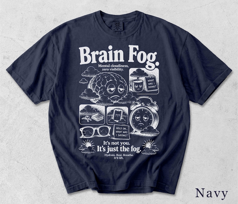 Brain Fog Shirt | Funny Retro Wellness Tee | Unisex Graphic T-Shirt | Gift for Her 309BKX image 9