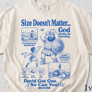 David and Goliath Shirt | Funny Faith Tee | Retro Bible Graphic | Christian Gift 5LTZED image 1