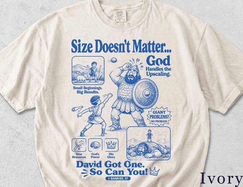 David and Goliath Shirt | Funny Faith Tee | Retro Bible Graphic | Christian Gift 5LTZED image 1
