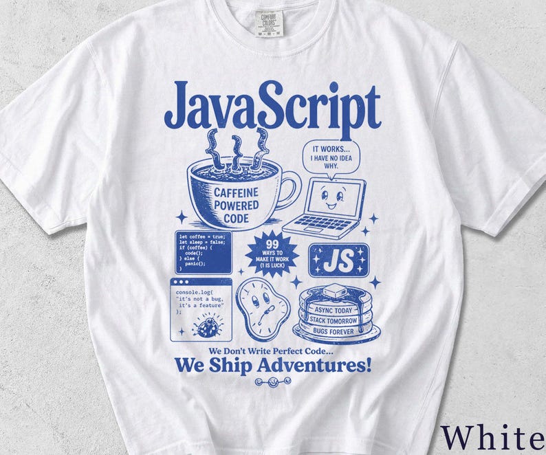 Funny JavaScript Shirt | Retro Coding Graphic Tee | Programmer Gift, Developer Humor Unisex T-Shirt 4QXJL8 Bild 3