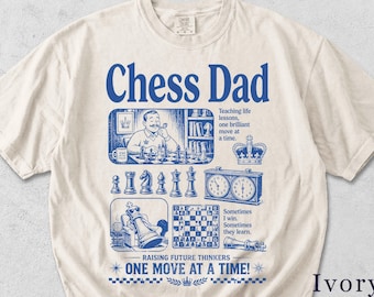 Camiseta de ajedrez para papá | Divertida camiseta retro de ajedrez | Regalo de juego de mesa para él | Camiseta gráfica unisex LR8JOB