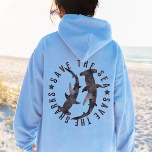 Hammerhead Shark Ocean Conservancy Save The Sharks Hoodie Ecology Oceancore Coconut Girl Hooded Sweatshirt Beachy Ocean Inspired Style Gift