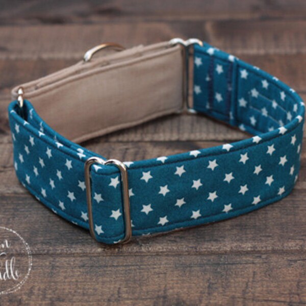 Martingale Collar - Dog Collar - Greyhound Collar - Hound Collar - Star Dog Collar - Boy Collar - BLUE STARS