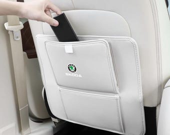 Bolsa de basura para respaldo de asiento de coche Skoda con almohadilla antipatadas