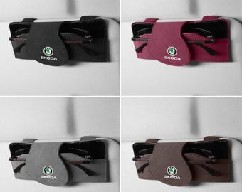 Skoda car suede glasses case and clip