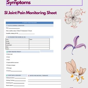 Sacroiliac Joint Pain Tracker | SIJ Pain Monitoring | Daily Symptoms & Triggers | PDF Download