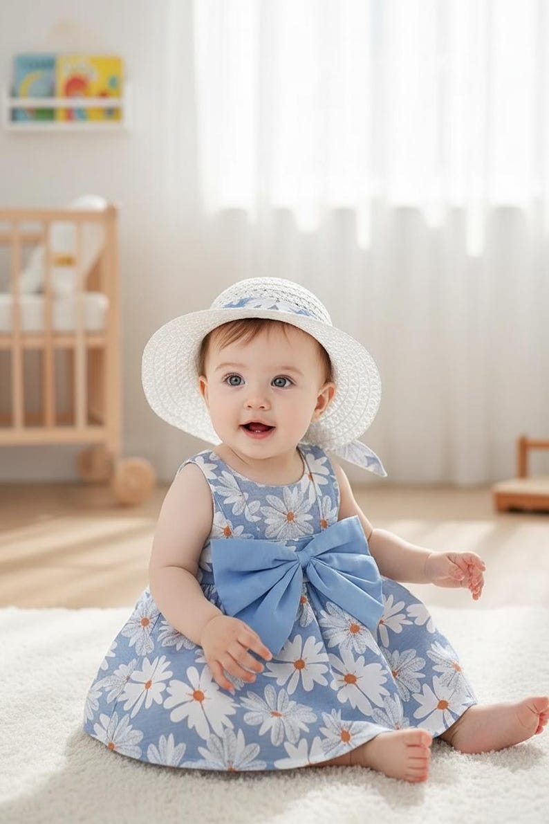 Floral Baby Dress With Hat Pink Daisy Bow Summer Outfit Etsy floral-baby-dress-with-hat-pink-daisy-bow-summer-outfit-etsy