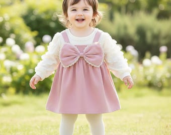 Baby Girl Autumn Dress, Big Bow Princess Outfit