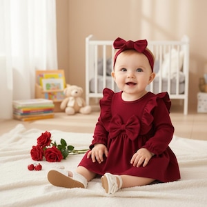 burgundy infant dress Maria de la Orden and unforgettable family moments Red Toddler Dress | High-Quality