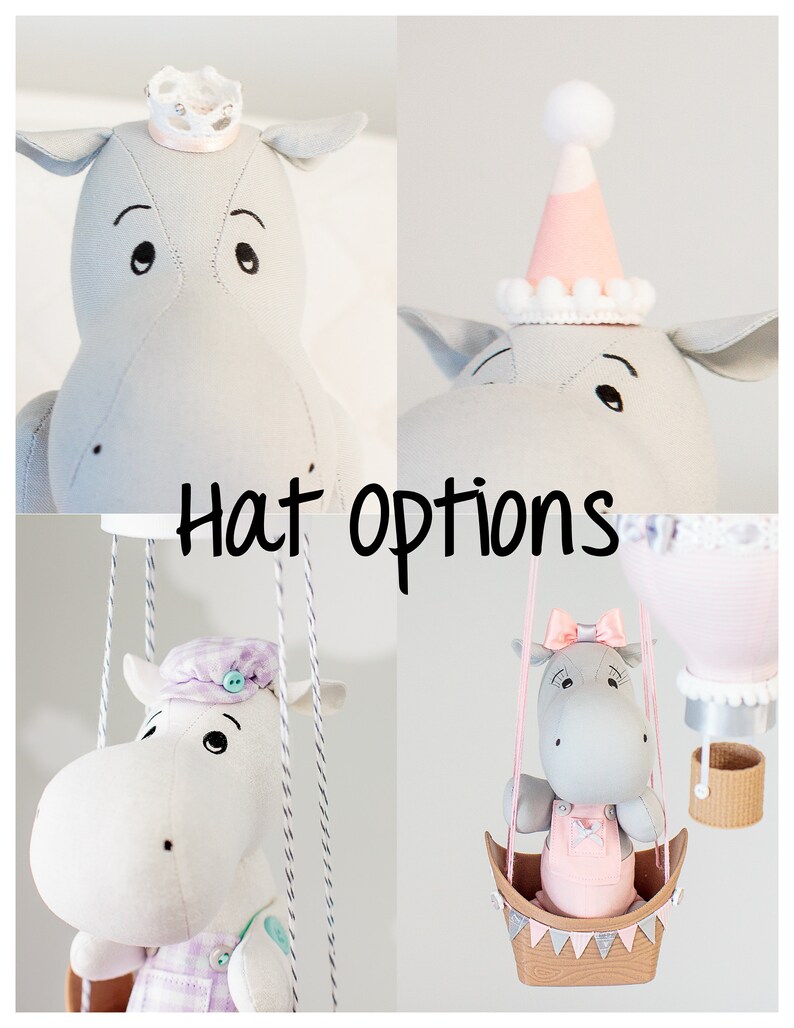Swinging Hippo Baby Mobile Nursery Decor Pink and Gray Etsy