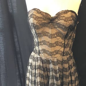 1940 Vintage Dress black lace cocktail prom dress medium small image 1