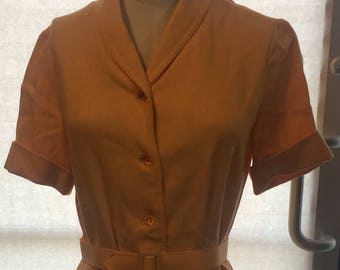 1970 Citrus yellow shirt dress medium Large with belt