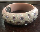 25 off Spring Sale vintage Weiss pink bracelet with purple clear rhinestones 1950